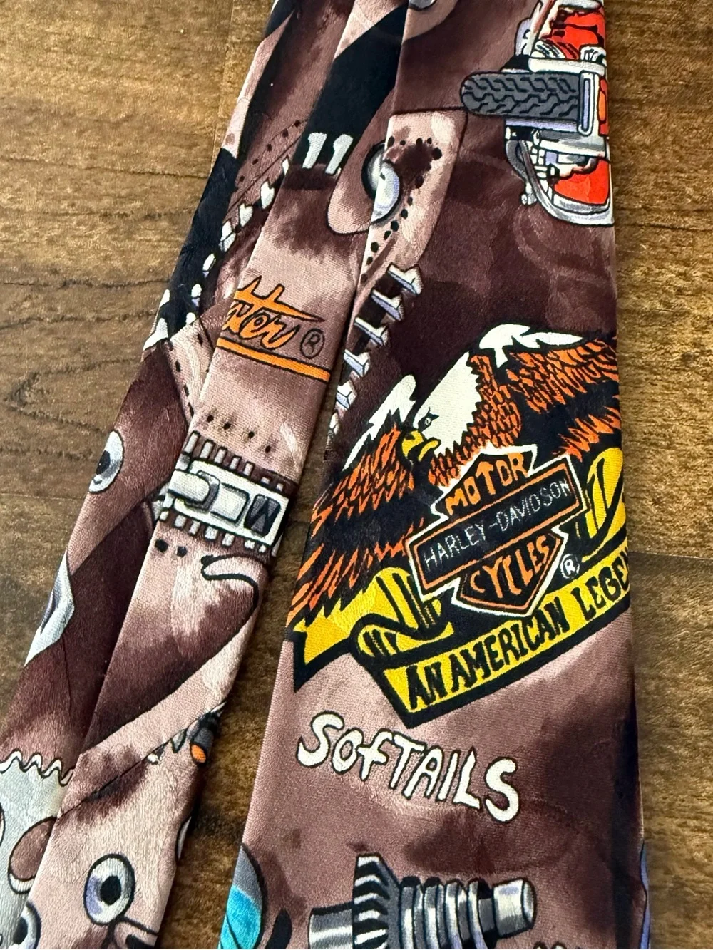 RARE SIGNED Vtg 90s Nicole Miller Limited Edition Harley Davidson Necktie